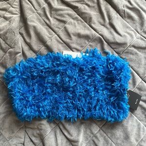 ASOS Blue Fuzzy Bandeau Crop Top